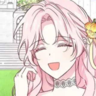 🍭 e7177e7b Anime, Mädchen, pinke Haare, Lächeln, glücklich, Cartoon, Frau telegram sticker