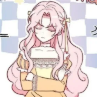 🍭 faa0910e Anime Mädchen, rosa Haare, lange Haare, Cartoon, Kleid, Kawaii telegram sticker