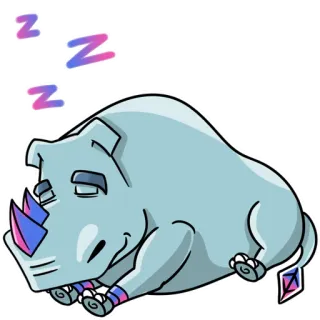 😴 4dc423fd Z tê giác, ngủ, động vật, hoạt hình, dễ thương, Zzz telegram sticker