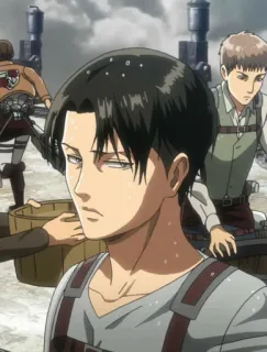 🪐 974f4006 Levi Ackerman Attack on Titan アニメ, 進撃の巨人, リヴァイ, リヴァイ・アッカーマン, 兵士 telegram sticker