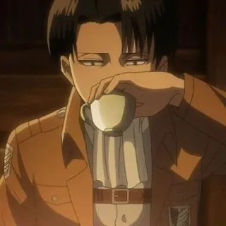 😒 d37fc73a Levi Ackerman Attack on Titan anime, attack on titan, levi, levi ackerman, tee, trinken whatsapp sticker