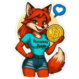 🫥 1530ba06 Runaway Bride volpe, bitcoin, valuta, cripto, cartone animato, arte digitale, sposa, amore telegram sticker
