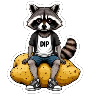 🫥 2e4c0fff DIP procione, patata, animale, cartone animato, sticker, divertente, carino, salsa telegram sticker