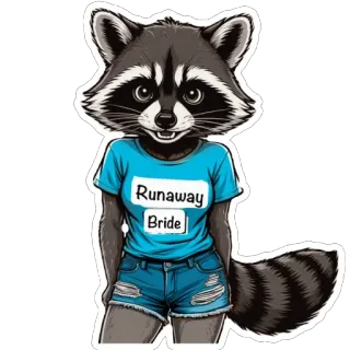 🤩 6654821b Runaway Bride procione, sposa in fuga, animale, cartone animato, sposa, film, maglietta telegram sticker