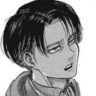 🎵 4ffacc65 Levi Ackerman Attack on Titan Anime, Manga, Personage, Tekening, Zwart-wit, Portret whatsapp sticker