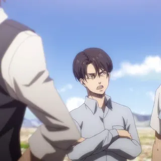 ☁️ 0f1097f1 Levi Ackerman Attack on Titan アニメ, 進撃の巨人, リヴァイ・アッカーマン, キャラクター, 真剣, 調査兵団, 兵士 telegram sticker