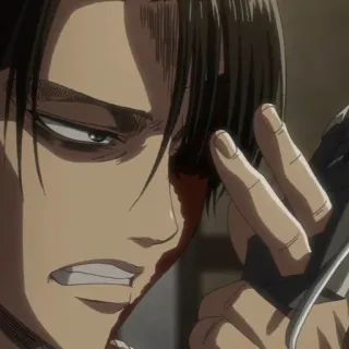 ☁️ 56a273d6 Levi Ackerman Attack on Titan アニメ, 進撃の巨人, リヴァイ・アッカーマン, 血, 剣, 暴力, 軍事 telegram sticker