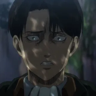 ☁️ 87be3bee Levi Ackerman Attack on Titan アニメ, マンガ, リヴァイ, 進撃の巨人, キャラクター, 怯える, 真剣 telegram sticker