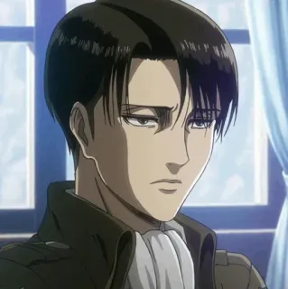 ☕ 915b8a10 Levi Ackerman Attack on Titan 动漫, 利威尔, 进击的巨人, 漫画, 严肃, 面无表情 telegram sticker