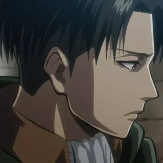 ☕ b835426e Levi Ackerman Attack on Titan 动漫, 角色, 肖像, 侧面, 严肃 telegram sticker