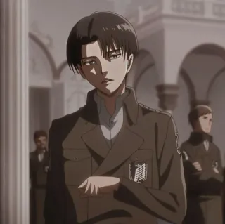 ☕️ a433f3c4 Levi Ackerman Attack on Titan anime, attack on titan, levi ackerman, tentara, manga, serius, karakter whatsapp sticker