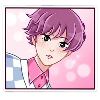 ☺️ 3df398a7 애니메이션 스타일, 얼굴 붉힘, 분홍색 머리, 만화, 애니메이션, 귀여운, 스티커 telegram sticker