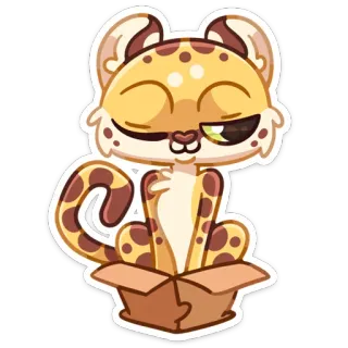 😉 321943dc เสือดาว, แมว, สติกเกอร์, สัตว์, น่ารัก, กล่อง, สัตว์ตระกูลแมว whatsapp sticker