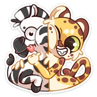 🦓 3e07bc62 ม้าลาย, เสือชีต้า, การ์ตูน, สัตว์, สติกเกอร์, น่ารัก, เป็นมิตร whatsapp sticker