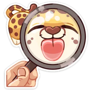 😛 5dee8c6c สัตว์, เสือดาว, แว่นขยาย, น่ารัก, การ์ตูน, อีโมจิ whatsapp sticker