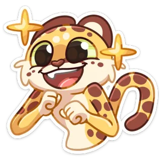 🤩 cf8511b4 สัตว์การ์ตูน, เสือดาว, น่ารัก, สติกเกอร์สัตว์, มีความสุข, ยิ้ม whatsapp sticker