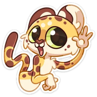 👂 f1a81931 เสือดาว, การ์ตูน, สัตว์, สัตว์เลี้ยงลูกด้วยนม, น่ารัก, คาวาอิ, แปลก whatsapp sticker