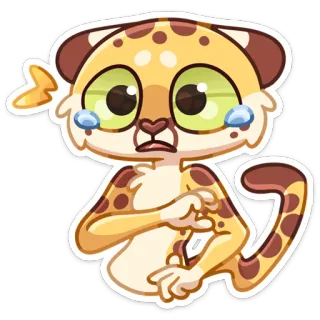 😭 f3974277 เศร้า, ร้องไห้, เสือดาว, สัตว์, การ์ตูน, สติกเกอร์ whatsapp sticker