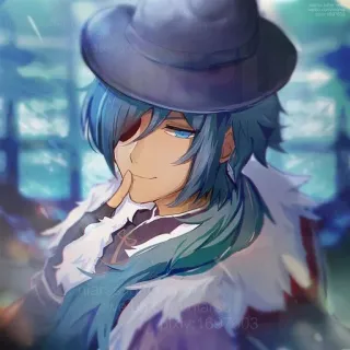 🌟 22547194 Kaeya Genshin Impact Anime, Trò chơi điện tử, Nhân vật, Mũ, Kaeya, Genshin Impact whatsapp sticker