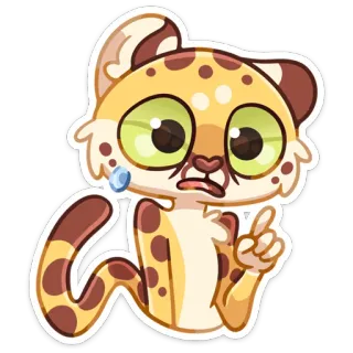 😅 da061cd9 macan tutul, kartun, hewan, stiker, imut, ekspresi, menunjuk telegram sticker