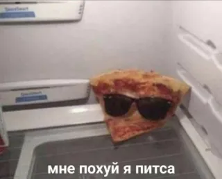 💬 15e04294 мне похуй я питса pizza, sunglasses, refrigerator, food, russian telegram sticker