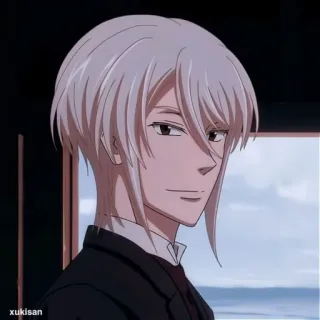 📚 2961dc77 xukisan Anime, Personaje, Pelo blanco, Sonriendo, Retrato telegram sticker