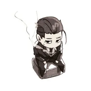 🌐 067fc9c8 @HAWKS Animé, Chibi, Fumeur, Assis, Tenue de soirée whatsapp sticker