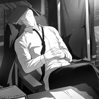 🌐 e6d07864 @HAWKS Animé, Bureau, Homme, Sommeil, Livre, Fatigué whatsapp sticker