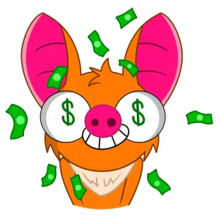 🤑 ee60518c cartone animato, soldi, simboli del dollaro, ricchezza, arancione, felice, occhi, divertente whatsapp sticker