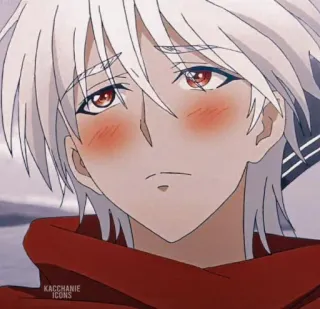 🎴 18e12b4e KACCHANIE ICONS anime, icon, white hair, red eyes, blush telegram sticker