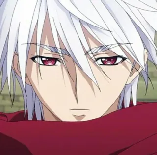 🎴 1dbf7c37 anime, manga, white hair, red eyes, male character, bishonen telegram sticker