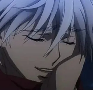 🎴 20995ee3 anime, smiling, white hair telegram sticker