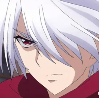 🎴 24642b53 anime, white hair, red eyes, male, serious telegram sticker