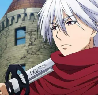 🎴 40f9fd5f 5700 anime, sword, white hair, character telegram sticker