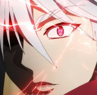 🎴 648d7fa6 anime, red eyes, white hair, character, manga telegram sticker