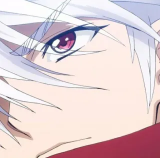 🎴 cf602492 anime, white hair, red eyes, face telegram sticker