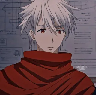 🎴 de1e56ad anime, character, red eyes, white hair telegram sticker