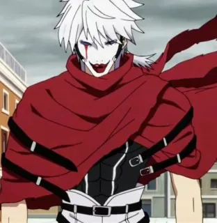 🎴 f6d177e6 anime, character, white hair, red cloak, manga telegram sticker