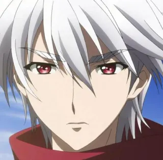 🎴 fd80cb1c anime, white hair, red eyes, male, character telegram sticker