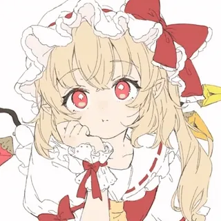🙂 4e11552e anime, girl, cute, blonde, red eyes, elf, hat, bow whatsapp sticker