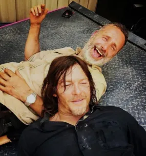 🤣 2ead0a21 Rick Grimes The Walking Dead rick grimes, daryl dixon, the walking dead, persahabatan, acara tv telegram sticker