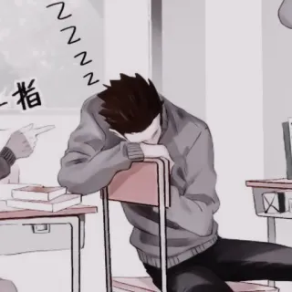 🥢 2ecaf10e ZZZZZZZZ dormir, animé, école, bureau, doigt d'honneur, offensant telegram sticker