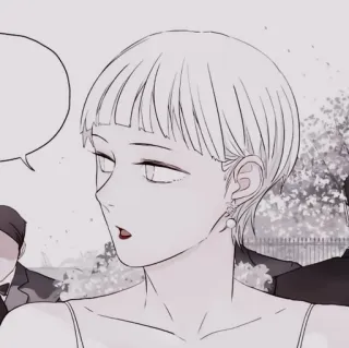 🥢 7732ccf7 femme, robe, boucle d'oreille, cheveux courts, formel, dessin animé telegram sticker