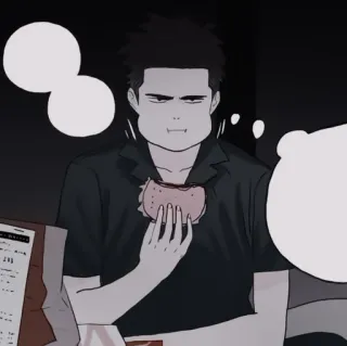 🍚 996cdaf9 homme, manger, sandwich, dessin animé, illustration telegram sticker