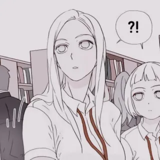 🥢 cc59b4d4 ?! femme, question, personnage, dessin animé, illustration telegram sticker