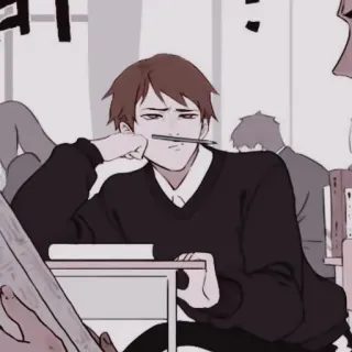 🥡 d8c72ad1 étudiant, salle de classe, école, étude, garçon, style animé telegram sticker