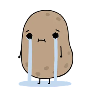 😭 249be8fb pomme de terre, triste, pleurer, émotion, dessin animé, légume whatsapp sticker
