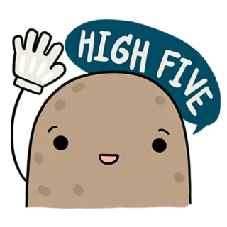 🖐 2a83dce9 HIGH FIVE pomme de terre, tape m'en cinq, dessin animé, mignon, salutation, main, amical whatsapp sticker