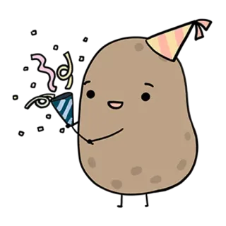 🙆 4281b813 pomme de terre, fête, soirée, confettis, chapeau whatsapp sticker