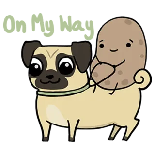 🤗 7b4fd225 chien, pomme de terre, carlin, animal, dessin animé, mignon whatsapp sticker